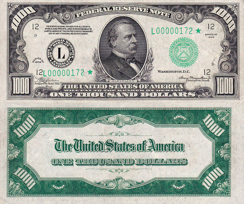 $1000  1934    